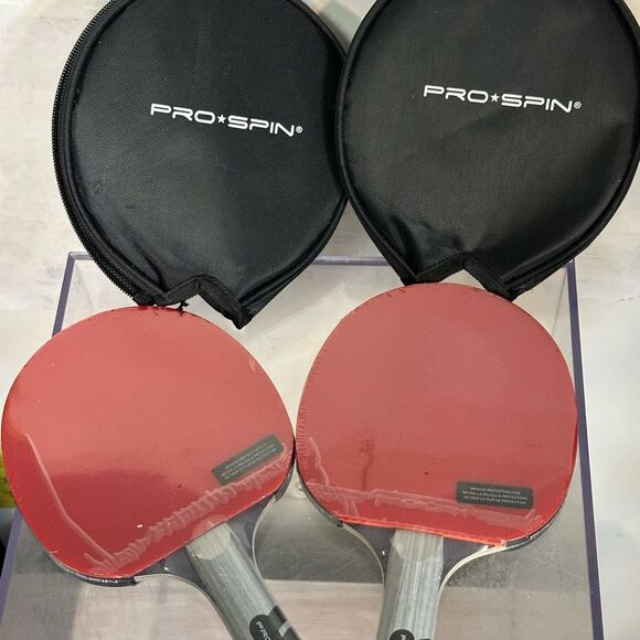 Red Table Tennis Paddle Set two new in wrapper pro-spin - Picture 1 of 3